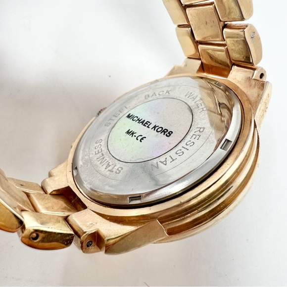 Michael Kors Gold Tone Stainless Steel Watch with Rose Gold Watch Face - Picture 6 of 6